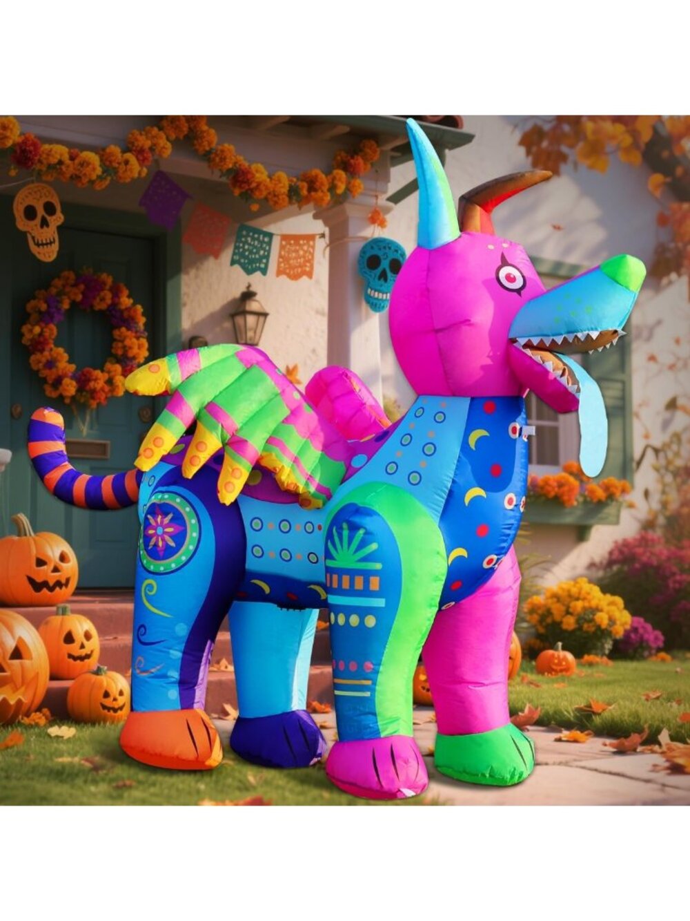 6FT Inflatable Halloween Decorations, Day of the Dead Alebrije, LED Yard Decor
